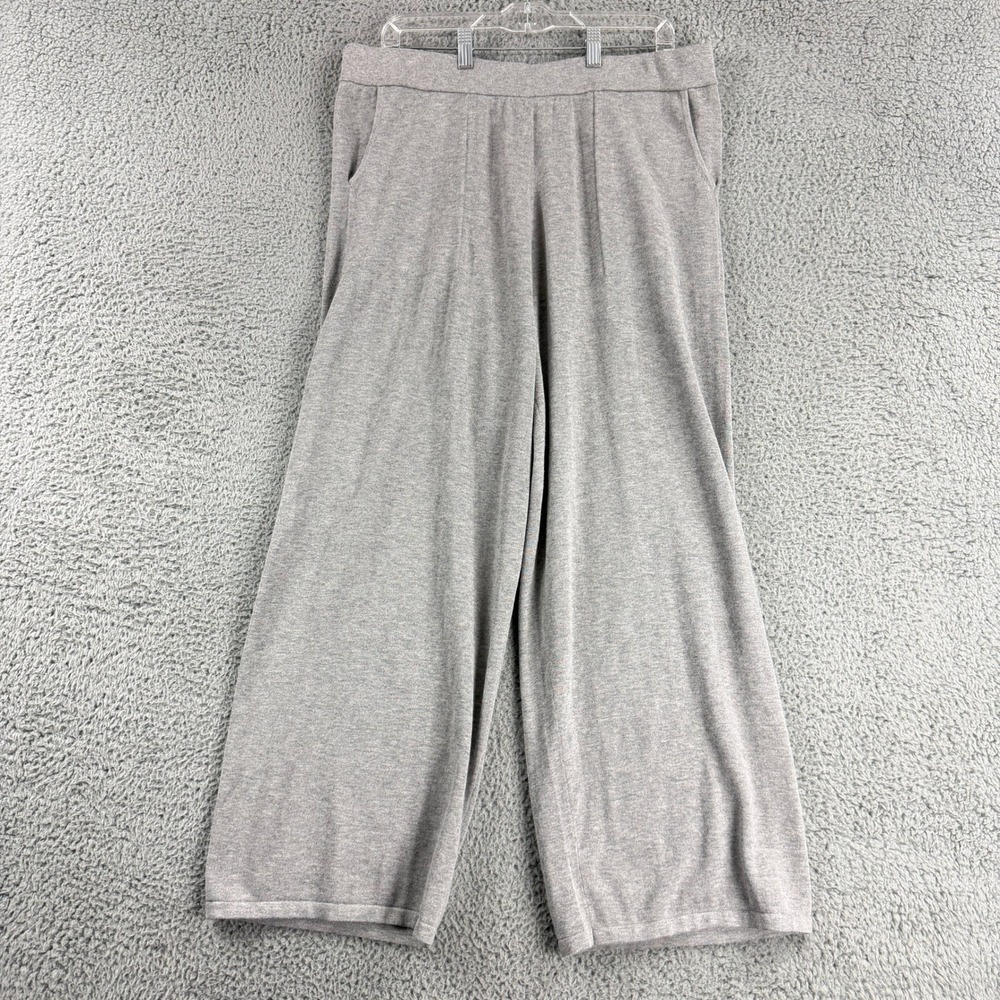 Banana Republic Sweater Pants Womens L Gray Wide Leg Knit Cotton Blend 700448-01